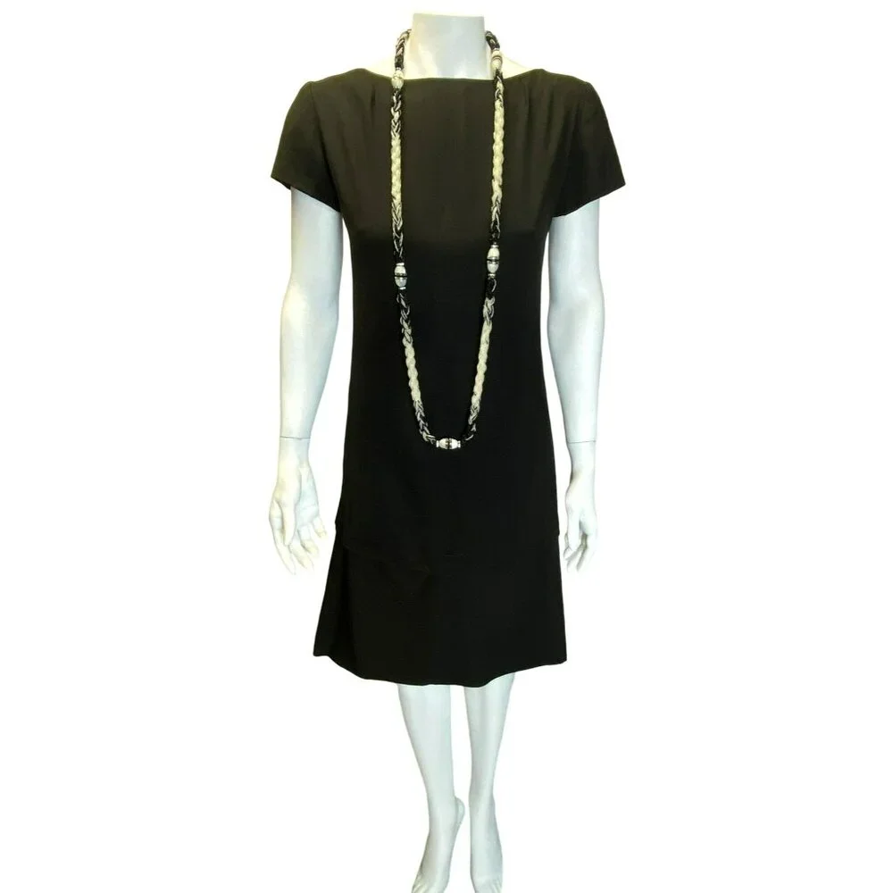 Vintage Art Deco Roaring 20s Black White Beaded Rhinestone Celluloid 50 Necklace - Picture 2 of 10